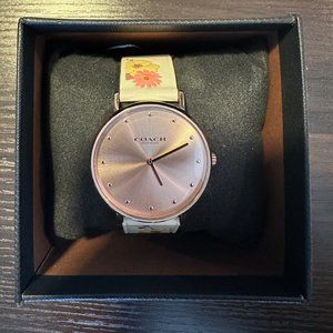 COACH Perry Chalk Floral Leather Strap Women's Watch